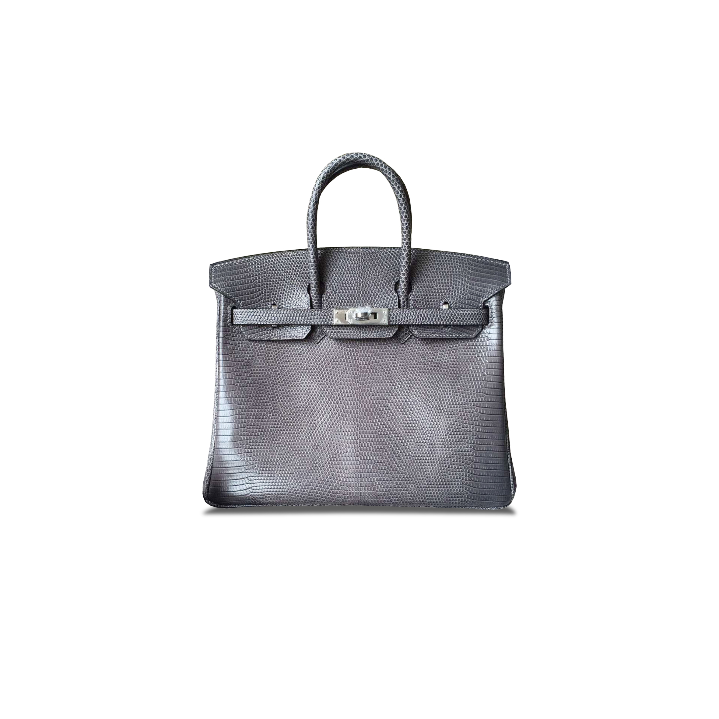 HERMÈS MASTER BIRKIN 25 LIZARD AGATE GREY SILVER BUCKLE H028352CA03 (25*20*13cm)